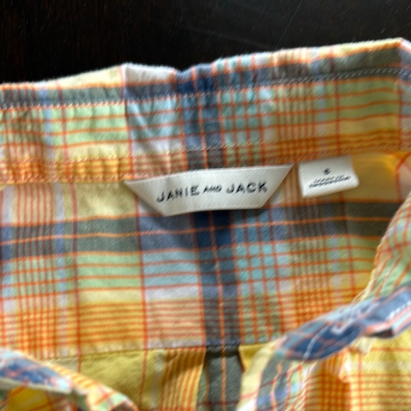 Janie and Jack Yellow and Blue Plaid Button Down Shirt - Picture 2 of 2